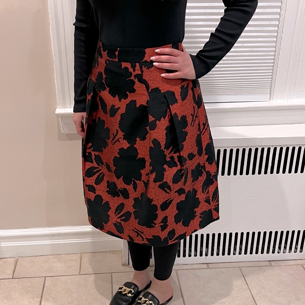 Red and Black Knee Length Skirt.